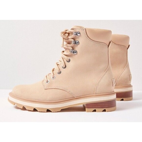 Sorel Lennox Lace Boot Womens 7 Camel Tan‎ Suede Ankle Bootie New